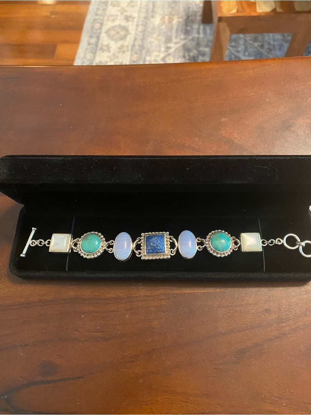 Whitney Kelly Blue Lapis Gem Stone Sterling Bracelet
